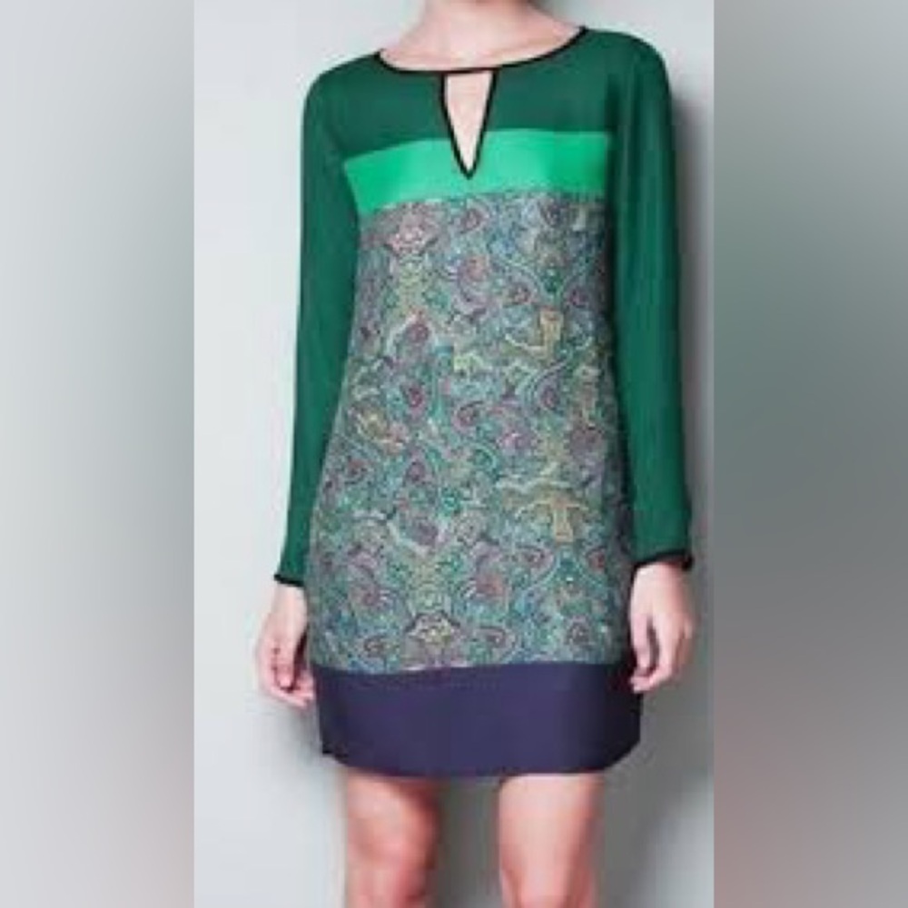 Zara Gorgeous Party Dress / tunic, Size Small, Purple/Green colours